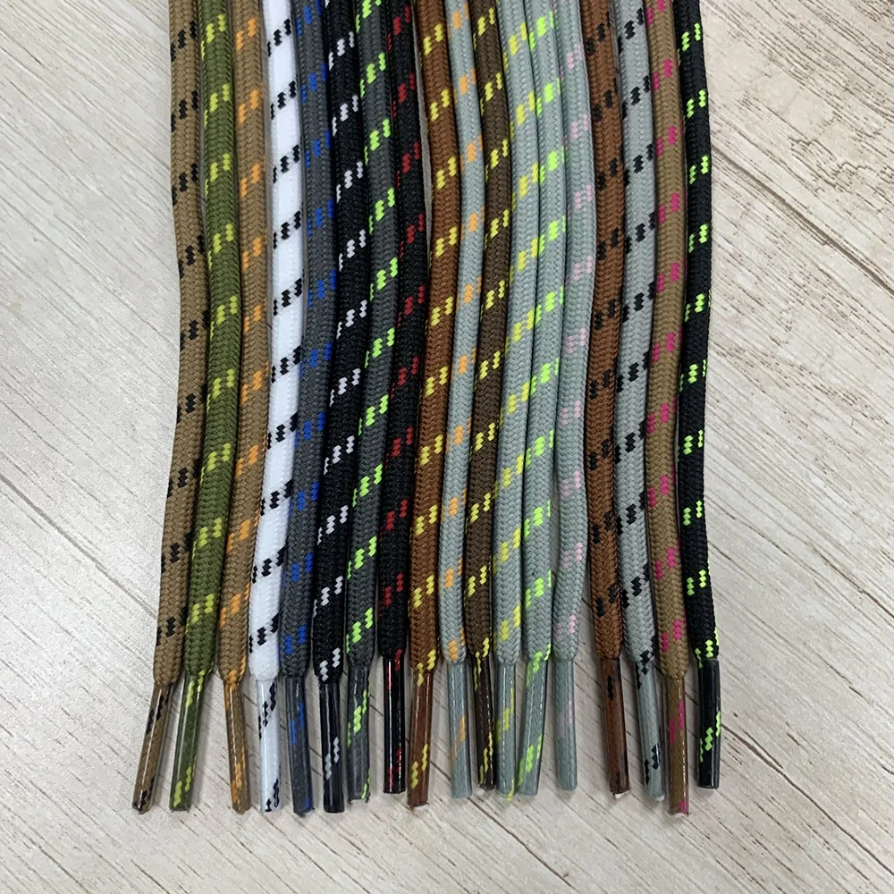 

Hot Selling Round Custom Logo Polyester Printed Shoelaces With Plastic Tip Sport Shoe Shoelace Various Colors Shoe Laces, As picture