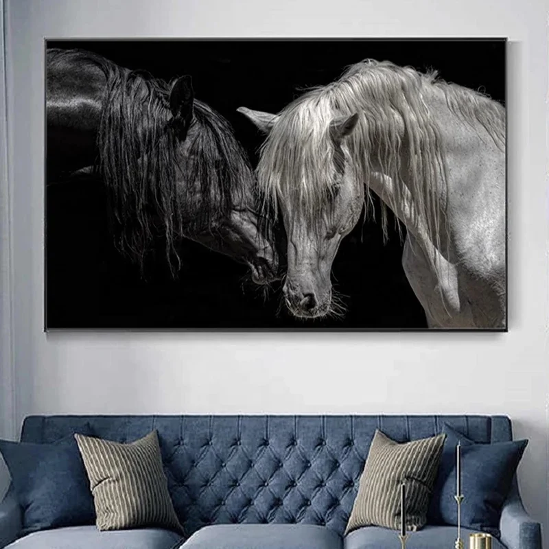 

Black and White Horse Canvas Painting Africa Couple Horse Wall Paintings Canvas Art Pictures For Living Room Home Decor Cuadros