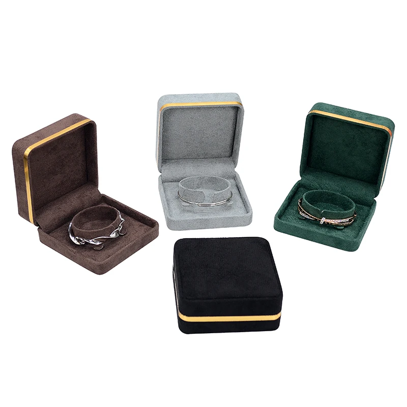 

Small Plastic Bangle Jewellery Display Packaging For Gift Custom Brand Velvet Jewelry Storage Packing Bracelet Box With Logo, Green/beige/purple