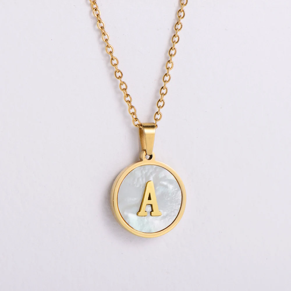 

Stainless Steel Women Dainty Jewellery 18k Gold Shell Chain Necklace Initial Letter, 18k gold plated