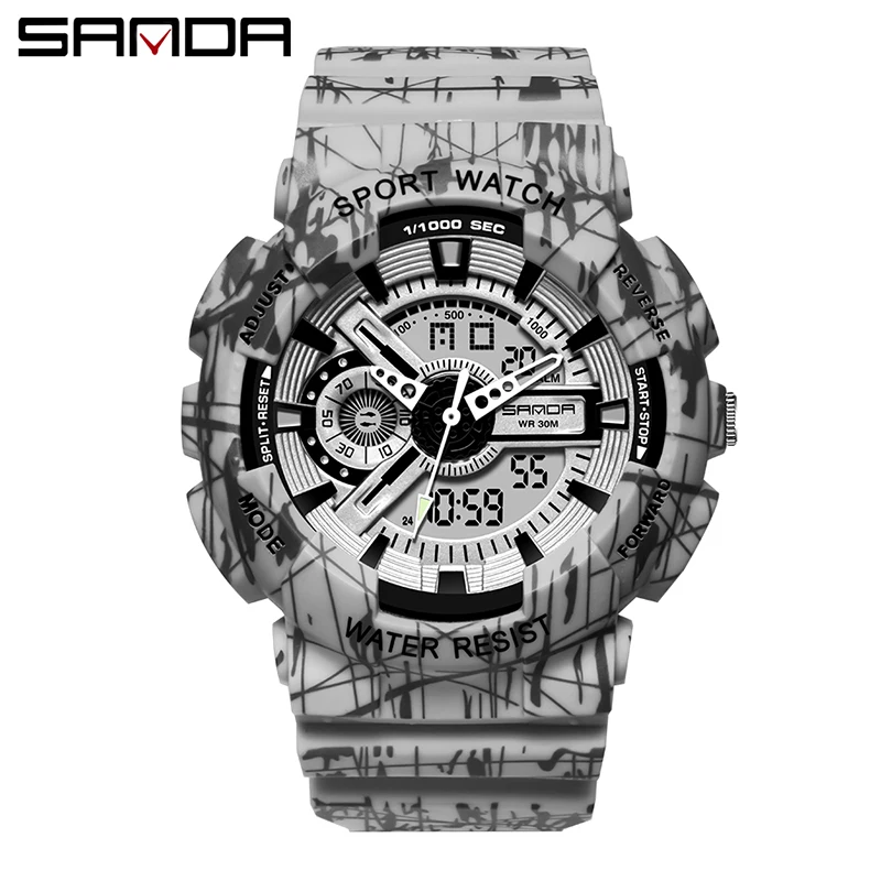 

SANDA 799 292 Fashion Couple Lover's Wristwatch Military Waterproof Electronic Analog Clock Women Men Sport Digital Quartz Watch