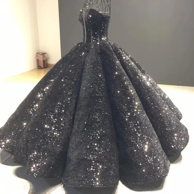 

Sleeveless sequins evening dress big ball gown bride dress for wedding & party, Custom made