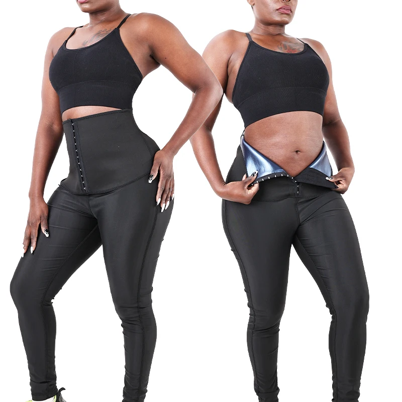 

Private Label Neoprene Sauna Effect Pants Leggins Women Fitness Sweat Tummy Control High Waist Trainer Corset Leggings, Black