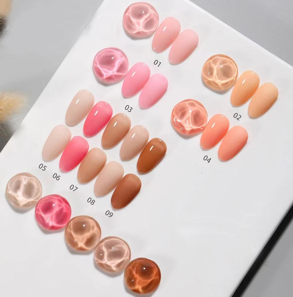 

Free Sample Milky Clear Transparent Nude Pink Red Gel Polish Soak Off Gel Nail Polish Professional Manufacture Colors