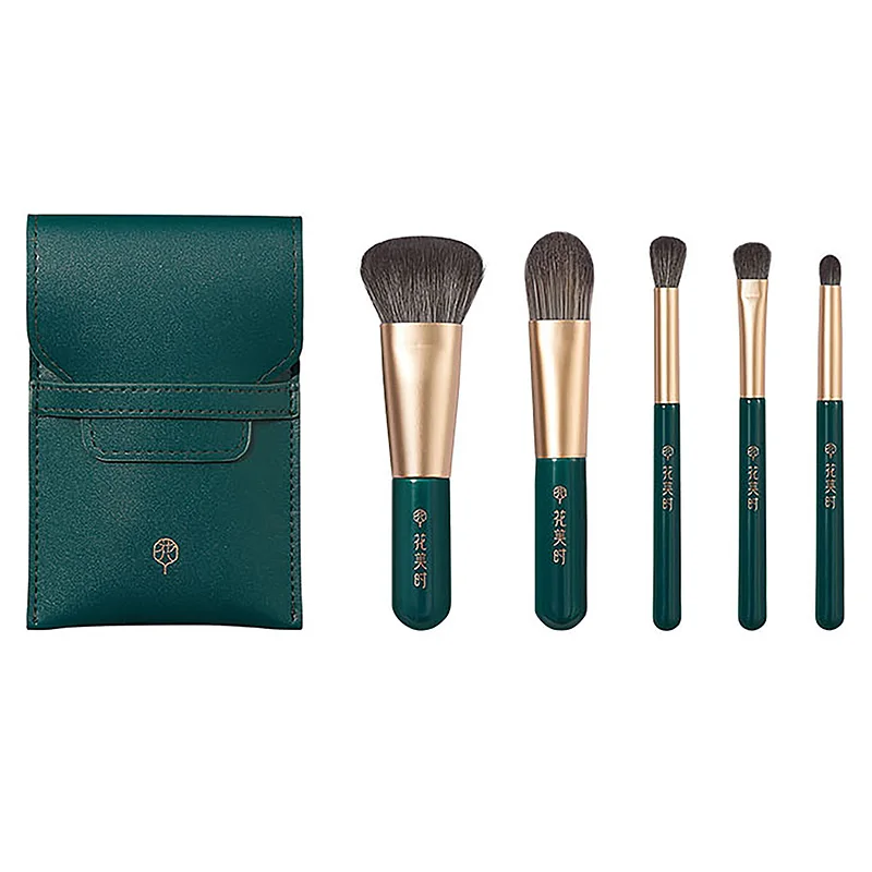 

HZM Wholesale Professional Vegan 5pcs Green Brushes Beauty Tools Kit Set Make Up Brush Private Label