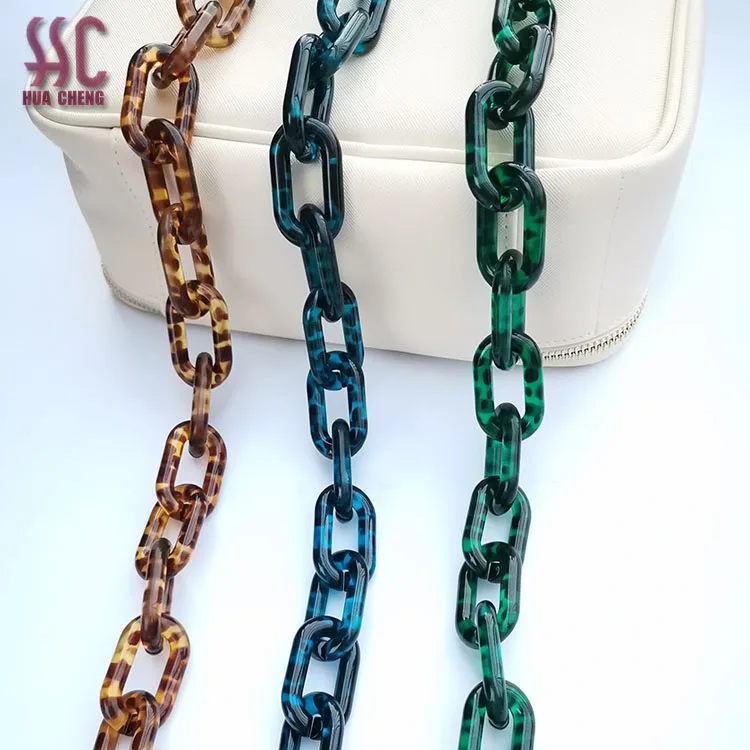 

Leopard print acrylic chain for bag, Green, whilte, yellow,and so on