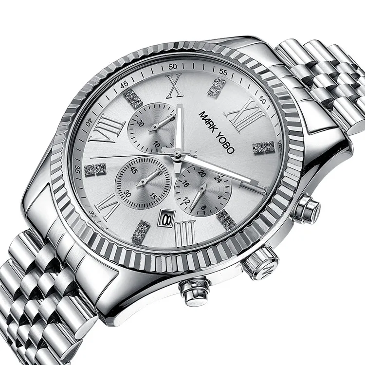 

Sale Luxury Crystal Gentlemen Watch Fashion Rose Gold Quartz Watches Male Stainless Steel Wristwatches, Customized colors