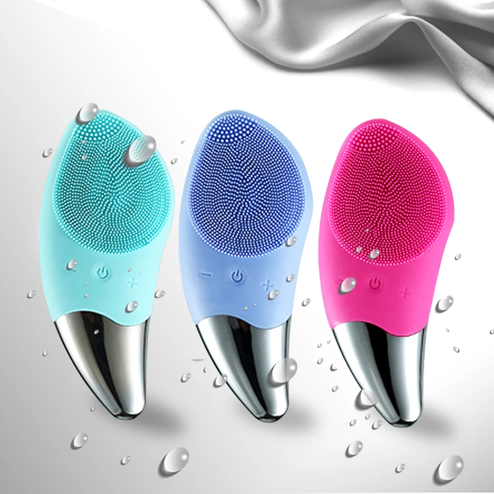 

Wholesale Home Waterproof Silicone Facial Cleansing Brush Electric Massager Face Deep Pore Cleaner Exfoliating Brosse Visage