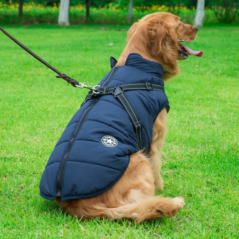 

Pet apparel & accessories Large Dog Jacket With Harness Winter Warm Dog Clothes