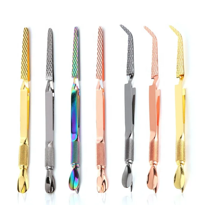 

Multi-function Stainless Steel Cuticle Remover Pusher Shaping Tweezers Nail Clip Nail Pincher, Black, gold, rose gold, colorful