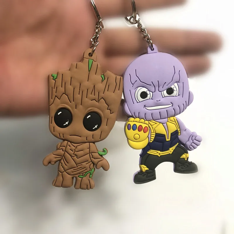 

Free Shipping anime Thanos dead pool Key chains kids Toy superhero Lanyard strap groot keychain jewelry charms, Colorful