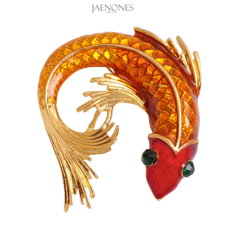 

JAENONES Factory Fashion Alloy Custom Multicolor Enamel Animal Luxury Goldfish Brooch Fish Brooches For Women