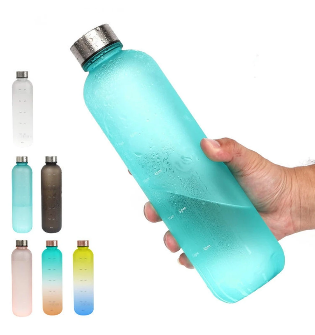 

Whole Sale Price 1L Plastic Bottle BPA Free Water Bottle for Outdoor Sports With Time Marker Straw Lid Tritan Water Bottle