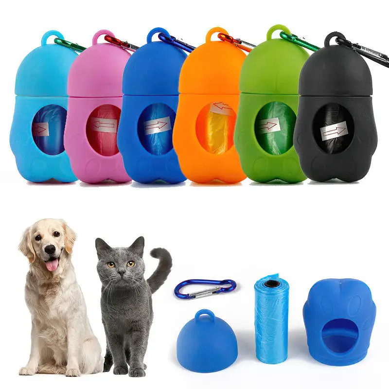 

white bone shape pet poop bag dispenser new wholesalesale pet cleaning outdoor supplies eco-friendly dog poop bag