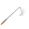 Feather Teaser Retractable Carbon Fiber Cat Wand Toy Teaser with Wooden Handle Interactive Catcher Teaser for Pets Cats