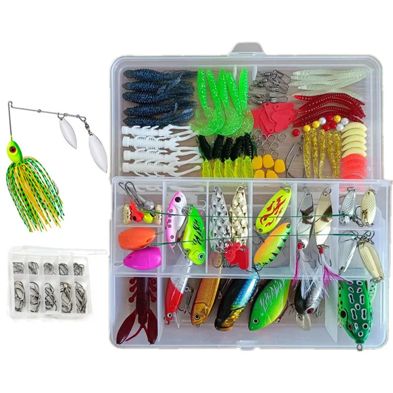 

JETSHARK 30pcs Fishing Lure Bass Trout Salmon Hard Metal Spinner Baits Spinner Crank Bait Set Card