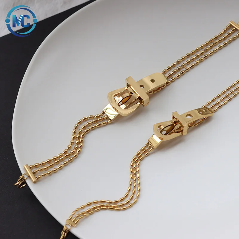 

2021 Charm 18K Gold Plated Bangle Bracelet 316L Stainless Steel Bracelets For Women
