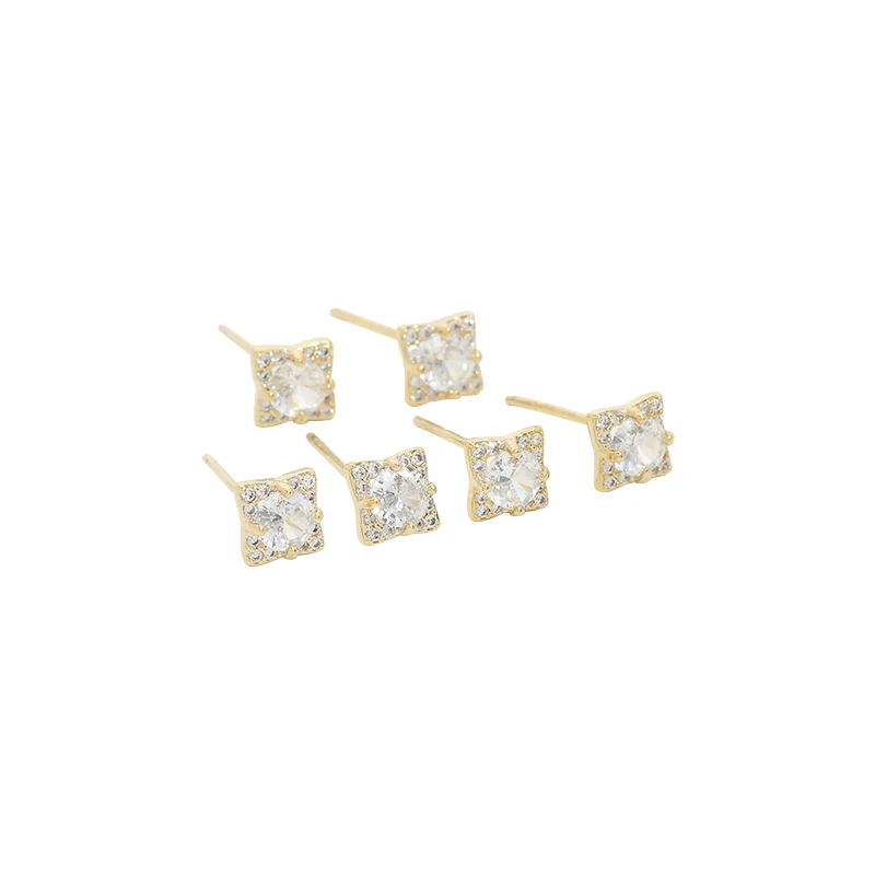 

ed67818 s925 silver needle one card three pairs set of earrings female sleep without picking sugar simple student earrings