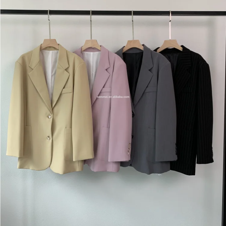 

New Arrival Pure Color Breathable Women Blazer 2020 Spring Office Lady Uniform Casual Style With V-Neck, Customized color