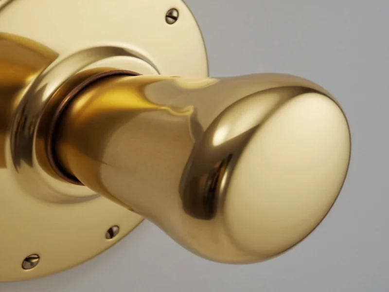 Restored brass door handle showing mirror-like shine