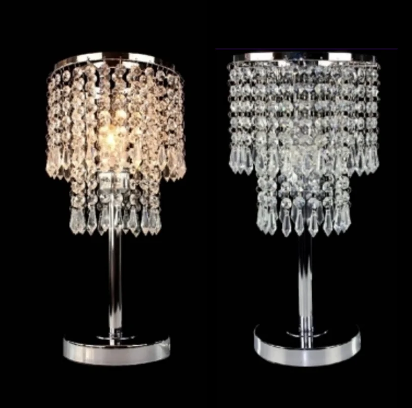 Decor crystal rainfall lampshade home depot jewelry table lamp Square Crystal ball table light style exquisite light fixture