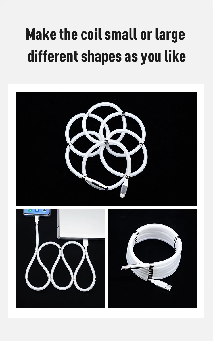 Easy-Coil Redesigned Self Winding Magnet Micro USB Fast Supercalla Charging Data Cable - ANKUX.COM
