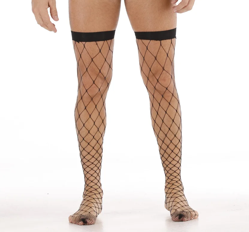 

Sexy Men's big hole stockings over knee long high socks, As photo