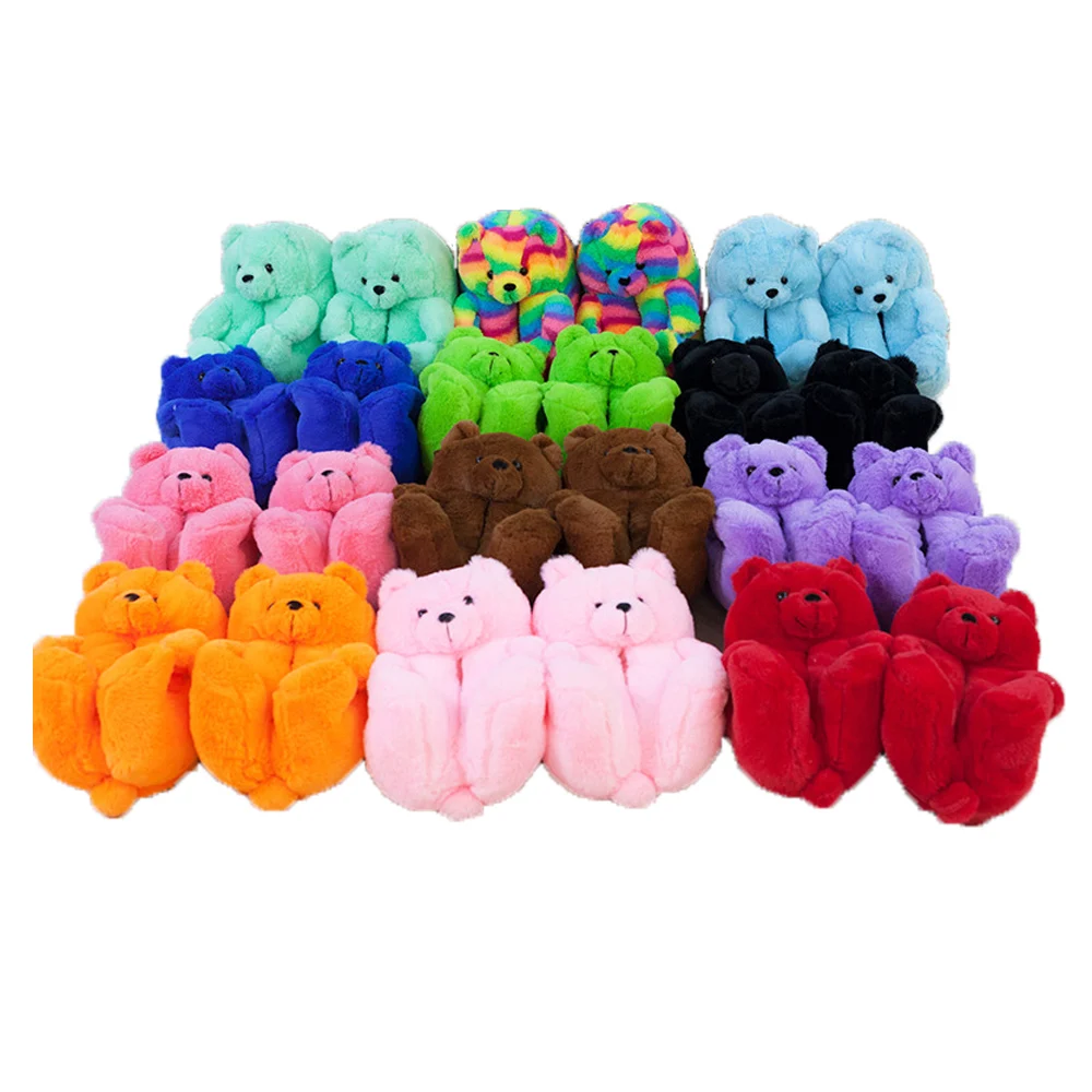 

Furry bear slippers 2021 new arrivals fuzzy teddy Wholesale Plush New Style Slippers Slippers for Women Girls, Customizable