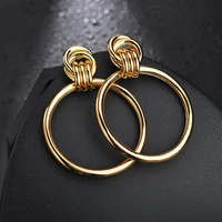 

Factory Minimalist Design Gold Geometric Earrings Large Double Circle Hollow Hoop Earrings