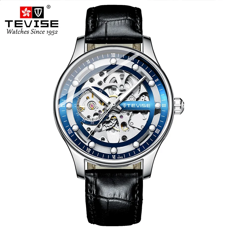 

Hot Selling Mechanical Men Watches Genuine Leather Skeleton Men Automatic Watch With Linear Movement, Optional