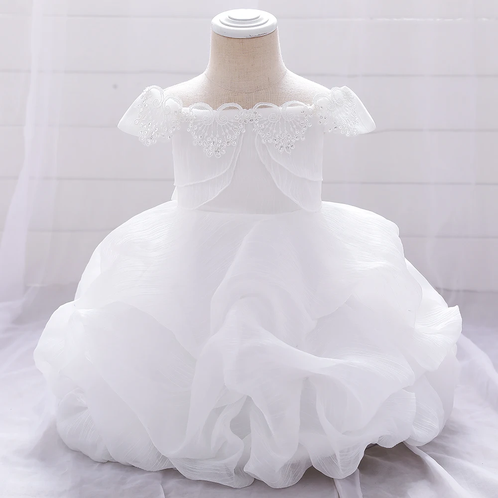 

2020 MQATZ New White Baptism Christening Blessing Dress Full moon Birthday Girl Dress L1961XZ