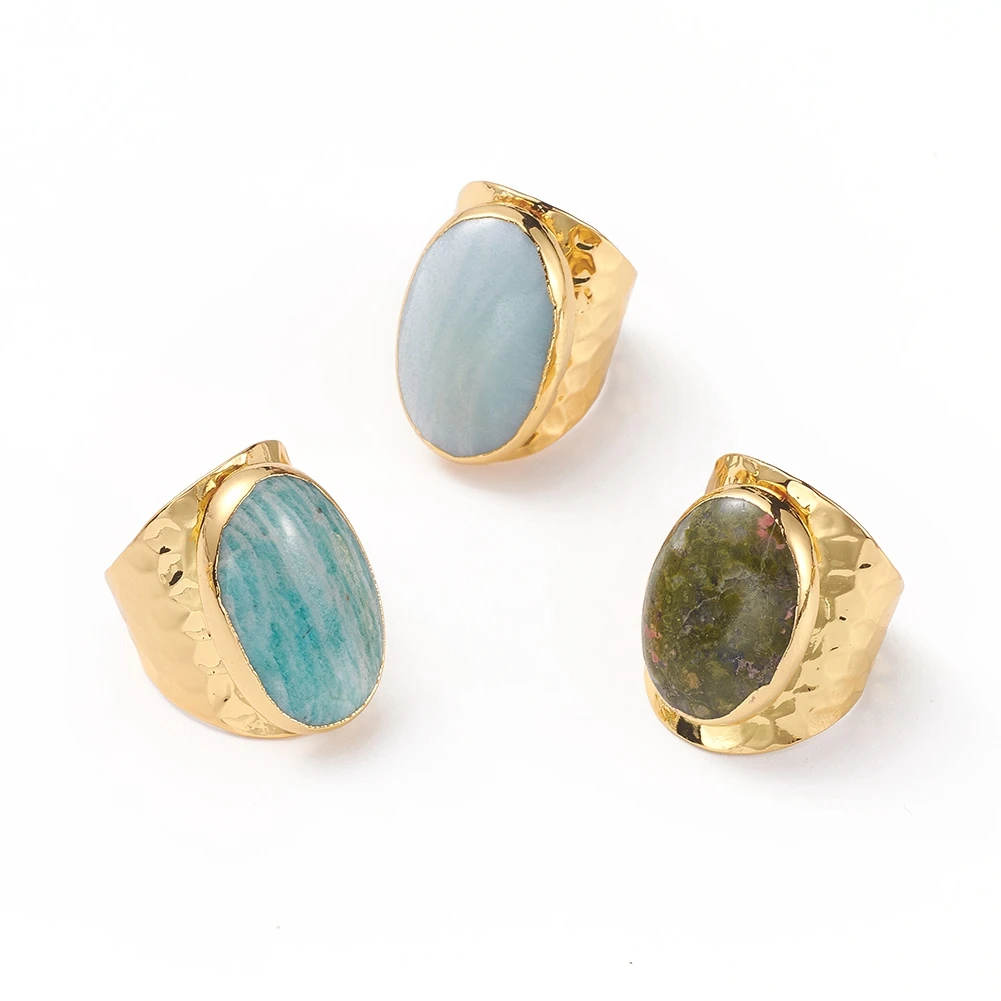

PandaHall Size 10 Unisex Adjustable Natural Gemstone Cuff Finger Ring