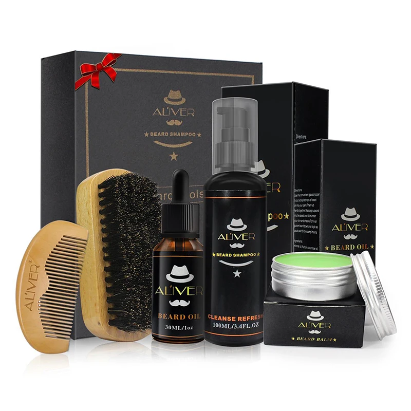 

Comb and brush set beard shampoo and conditioner kits with beard oil for men