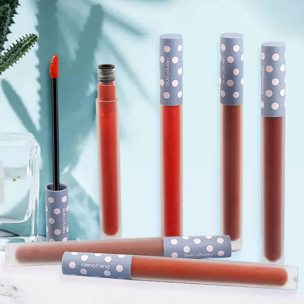

H7048 Private label New design Blue Polka Dot lip gloss por mayor liquid lipstick