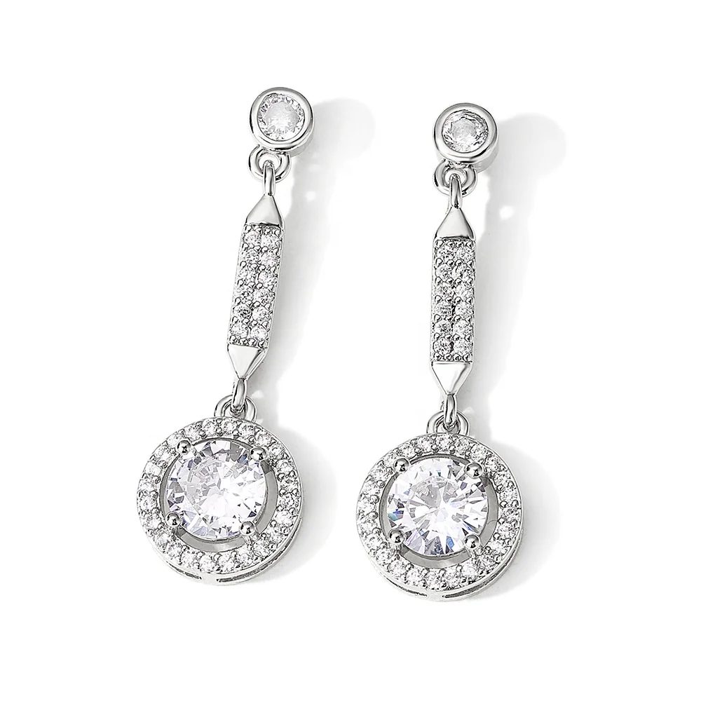 

RAKOL Round Cubic Zirconia Gift Earrings Simple Round Diamond Stone Drop Earrings EP2977