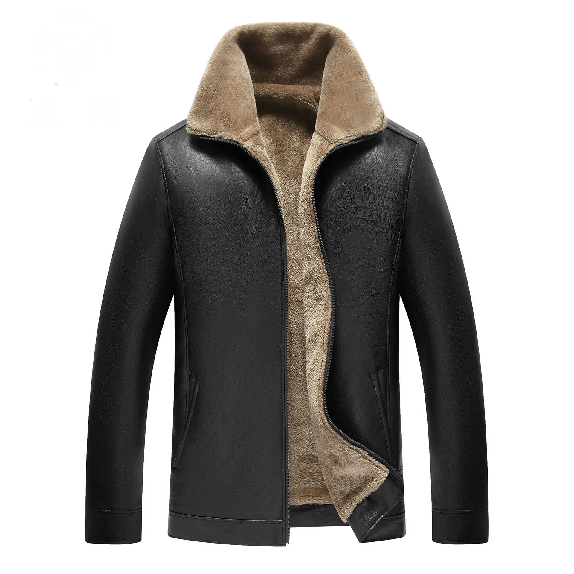 

New men's fur integrated middle-aged and elderly men's leather clothing manufacturers direct men's leather clothing