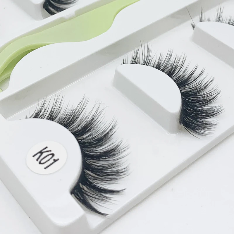 

Reusable 100% Handmade Cruelty free 3 Pairs Multi-layered Faux Mink eyelashes Fluffy Lashes