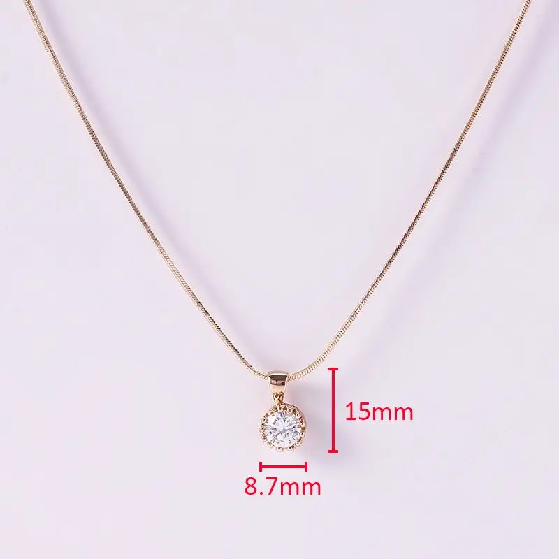 

YN10076 Italina Trendy Necklace Wholesale Rose Gold Plated CZ Diamond Crown Shape Pendant Snake Chain Female Necklace Set