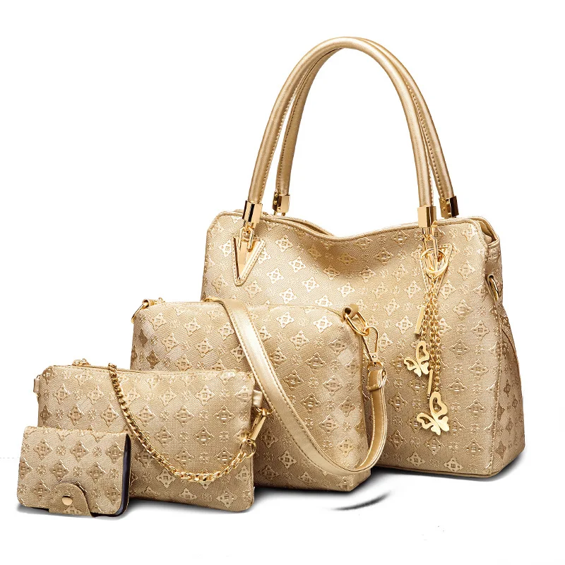 

Trendy designer lady unique design 4pcs shoulder bag purse and handbag set