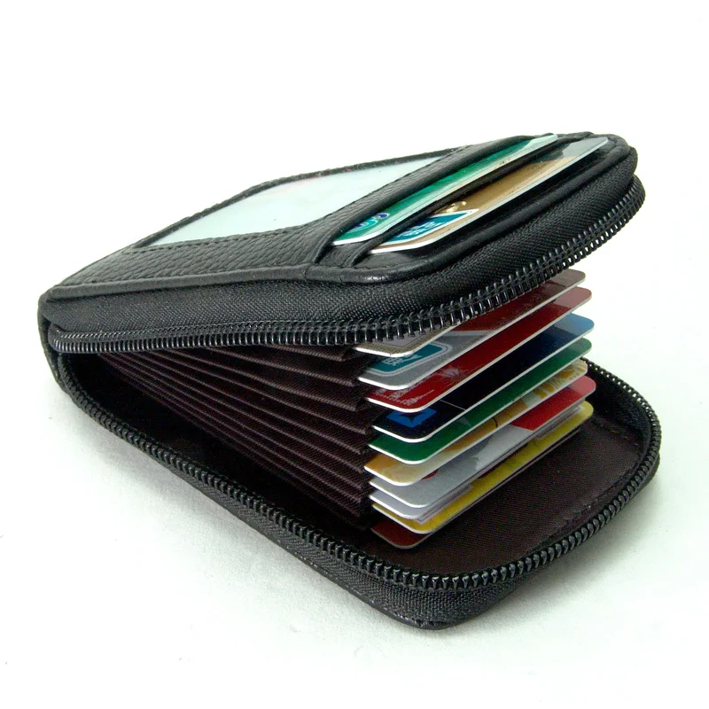 

Cheap Low Price Vegan Leather Credit Card Holder Zipper Wallet