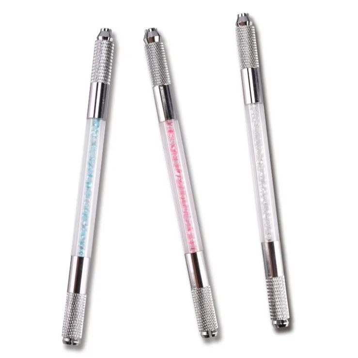 

Manual Crystal disposable microblading pen with micro blade needles microblading pen eyebrow tattoo, Red/pink/silver/gold