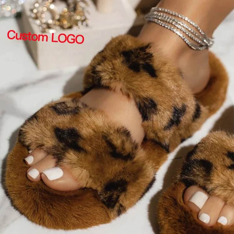 

2022 Wholesale dsigner female winter warm luxury house shoes leopard slippers for women