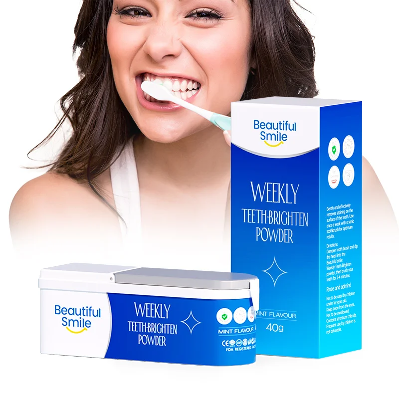 

China Wholesale Private Logo 100% Natural Oral Hygiene Cleaning White 40g Mint Whitening Stains Tooth Teeth Whitening Powder