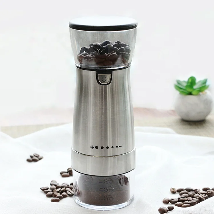 

2021 Amazon Hot Selling Commercial Coffee Mill Glass Jar Electric Burr Coffee Grinder with USB Rechargeable