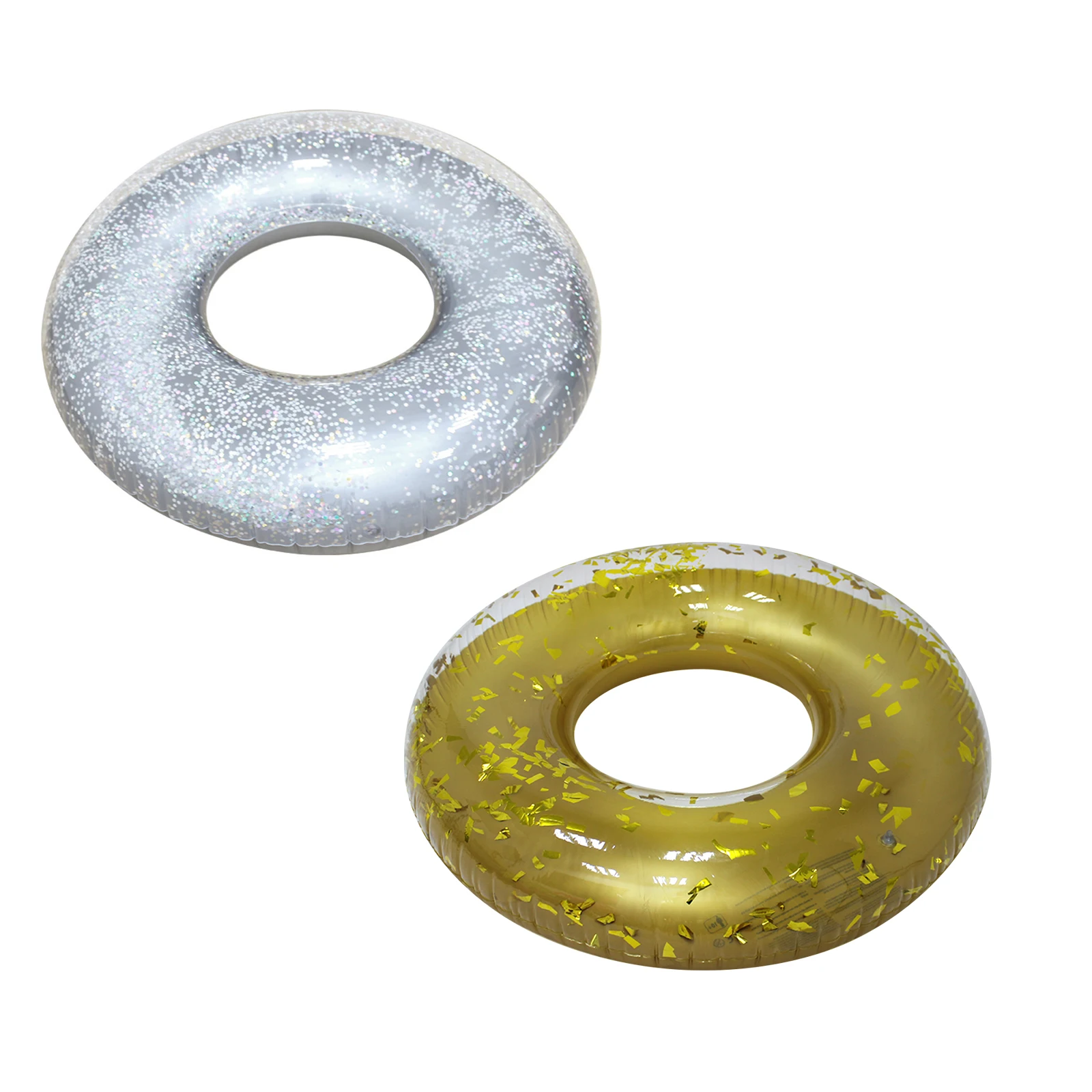 

High transparent PVC Inflatable glitter swimming ring toys swim tube for kids beach holiday