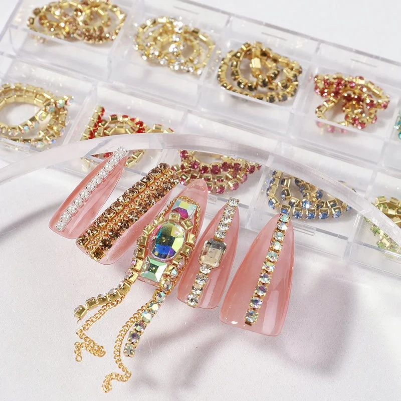 

Amazon Hot High Quality Nails Metal Chain Plastic Pearl Nail Art 3D Decoration Jewelry Accessories Rhinestone For Nail Art, Multi color