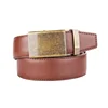 Hot Vintage Brush Brass Light Brown Casual Leather Automatic Rathet Belts for Men