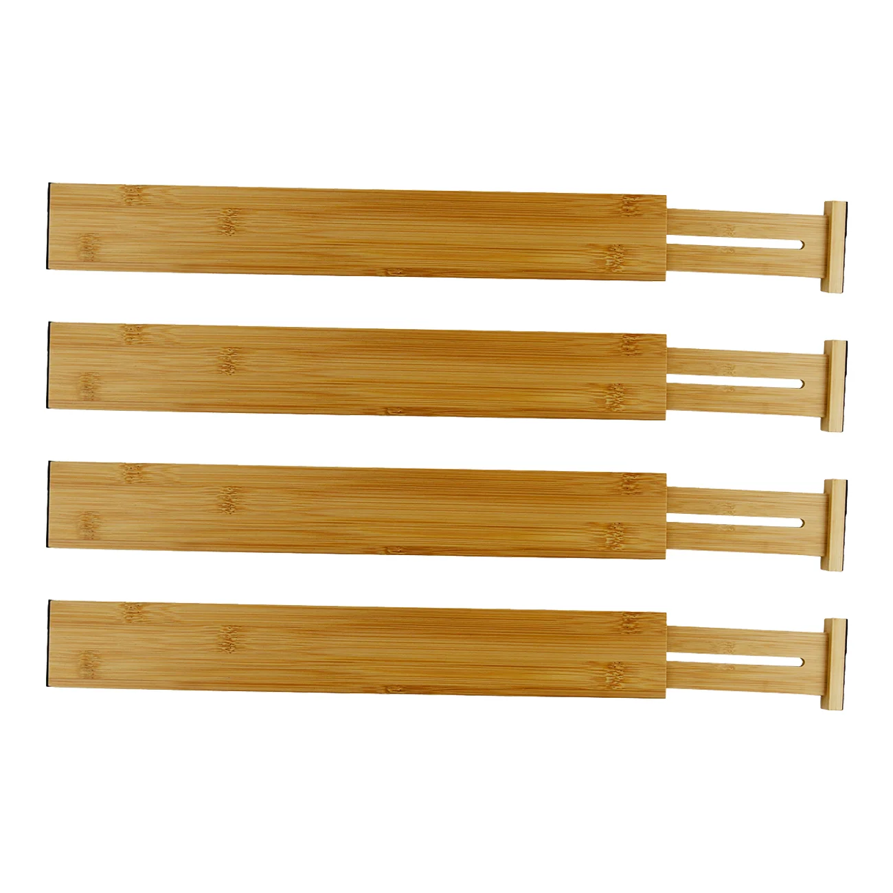 

Set Of 4 Eco Friendly Extendable Side Adjustable Organizer RackBamboo Drawer Divider For Houseware And Kitchen