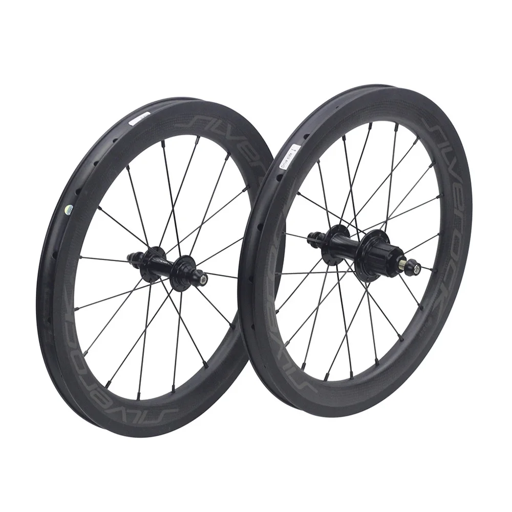 

SILVEROCK External Carbon Wheels 16inch 1 3/8" 349 Rim Caliper Brake 5-7 Speed for Brompton 3sixty Folding Bike Bicycle Wheelset