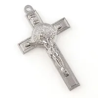 

45*75mm Silver Plated Jesus Crosses Charms Saint Benedict Crucifix Pendants For DIY Pendants Necklace